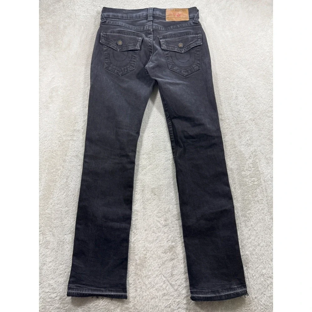 True Religion Mens Ricky Relaxed Straight Flap Pocket Black Jeans 28 Meas: 29x32
